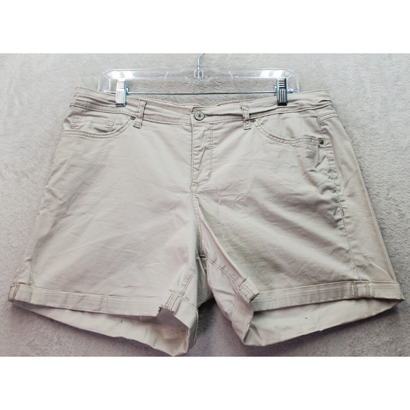 Vintage America Shorts Womens Size 12 Tan Cotton 5-Pockets Design Flat Front - Picture 1 of 7